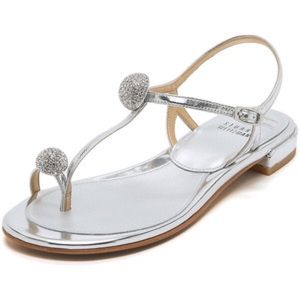 Stuart Weitzman balls of fire flat sandals silver